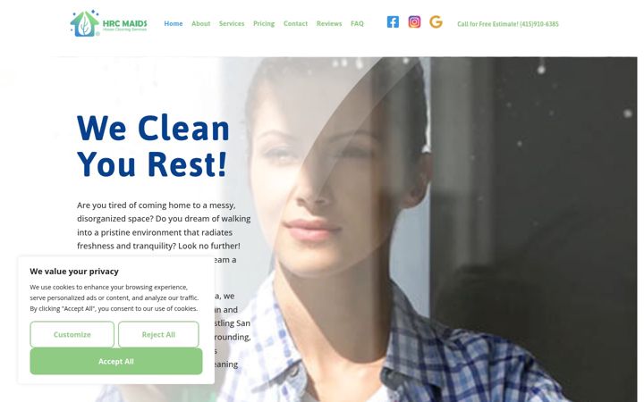 Screenshot of hrcmaids.com