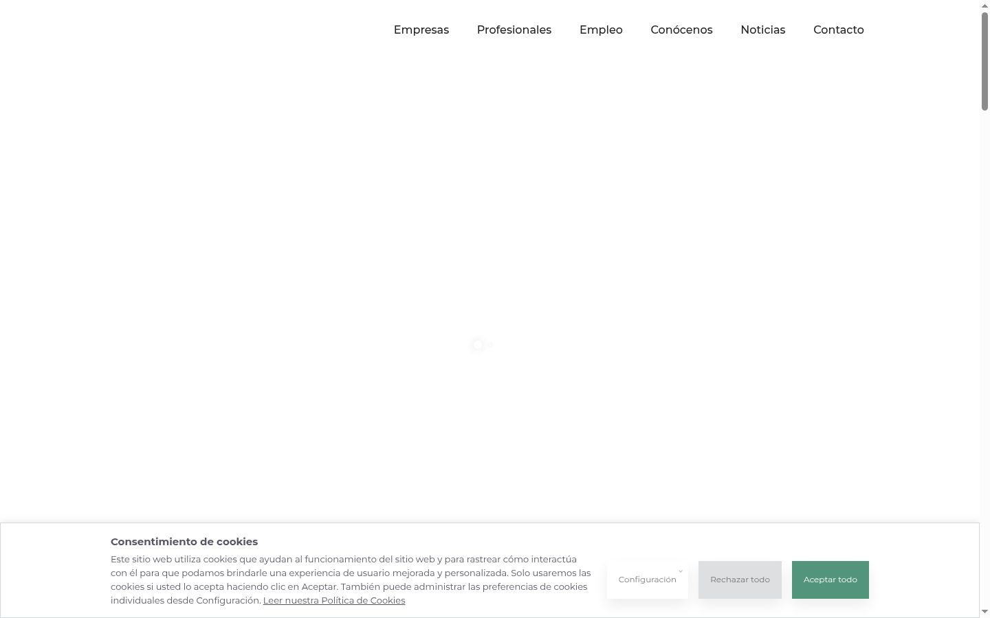 Captura de pantalla del banner de consentimiento mostrado antes de cualquier interacción