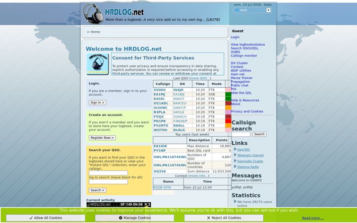 Screenshot of hrdlog.net