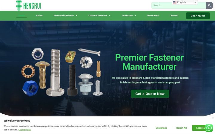 Screenshot of hrfastener.com