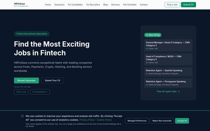 Screenshot of hrfinease.com