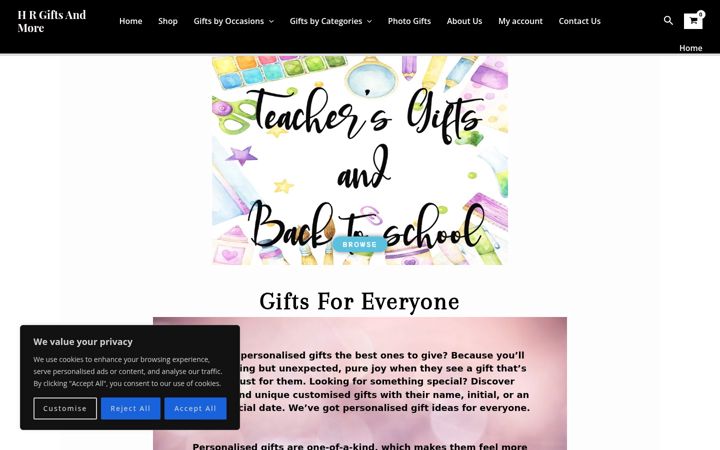 Screenshot of hrgiftsandmore.co.uk