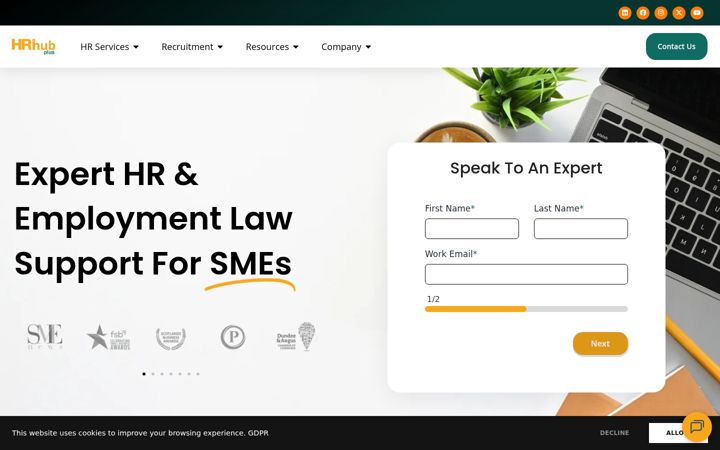 Screenshot of hrhubplus.com