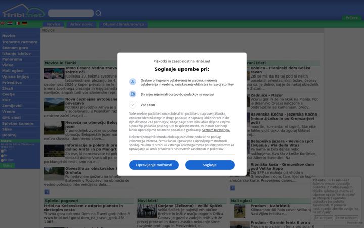 Screenshot of hribi.net