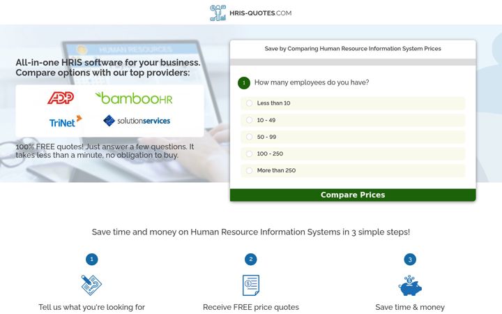 Screenshot of hris-quotes.com