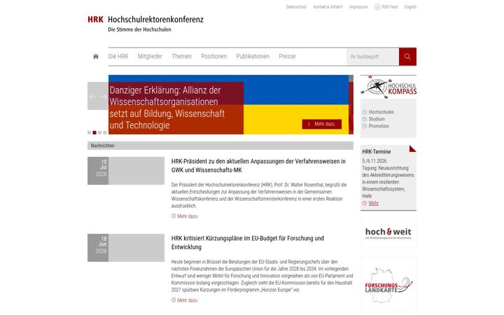 Screenshot of hrk.de