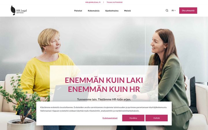 Screenshot of hrlegalservices.fi