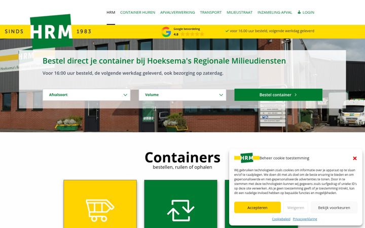 Screenshot of hrmcontainers.com