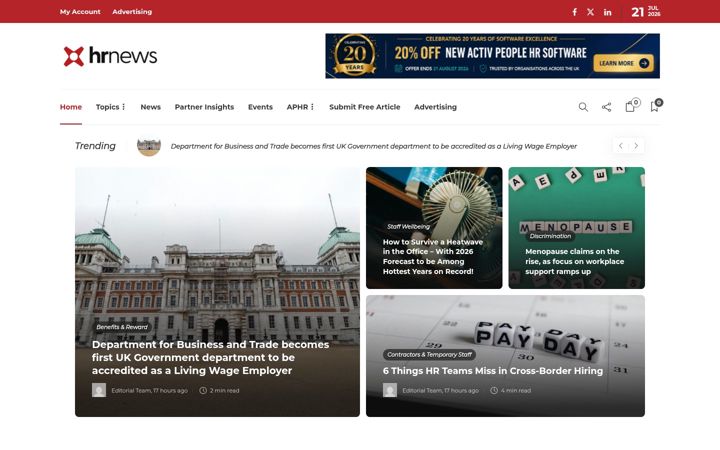 Screenshot of hrnews.co.uk