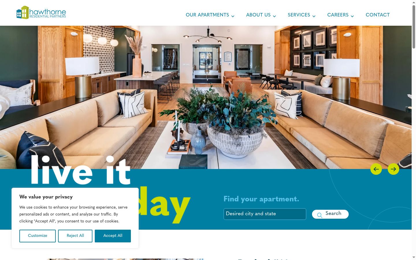 Screenshot of the consent banner shown before any interaction