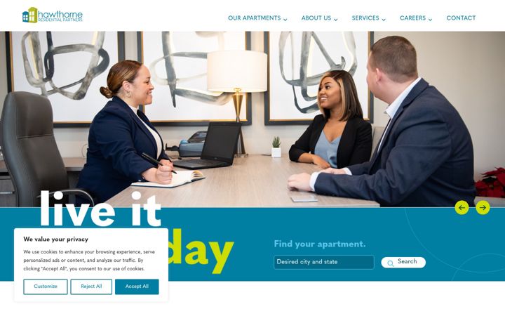 Screenshot of hrpliving.com