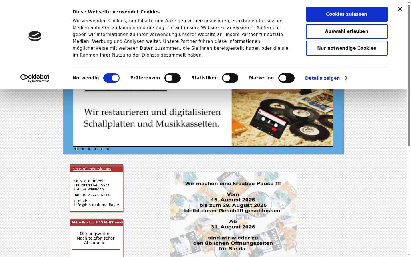 Screenshot del banner di consenso mostrato prima di qualsiasi interazione