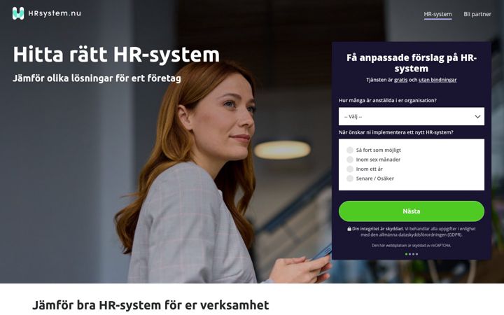 Screenshot of hrsystem.nu