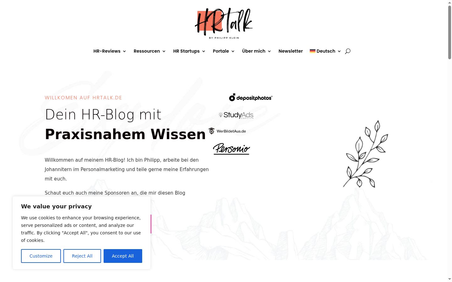 Screenshot of the consent banner shown before any interaction