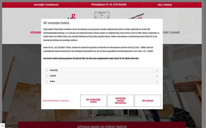 Screenshot of hrtrockenbau.de