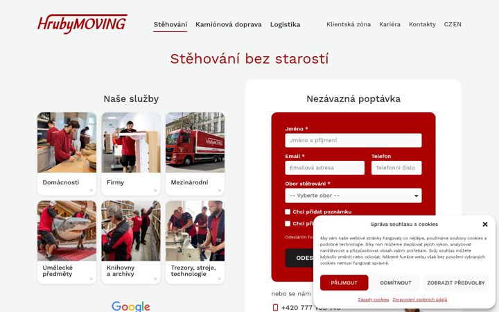 Screenshot of hrubymoving.cz