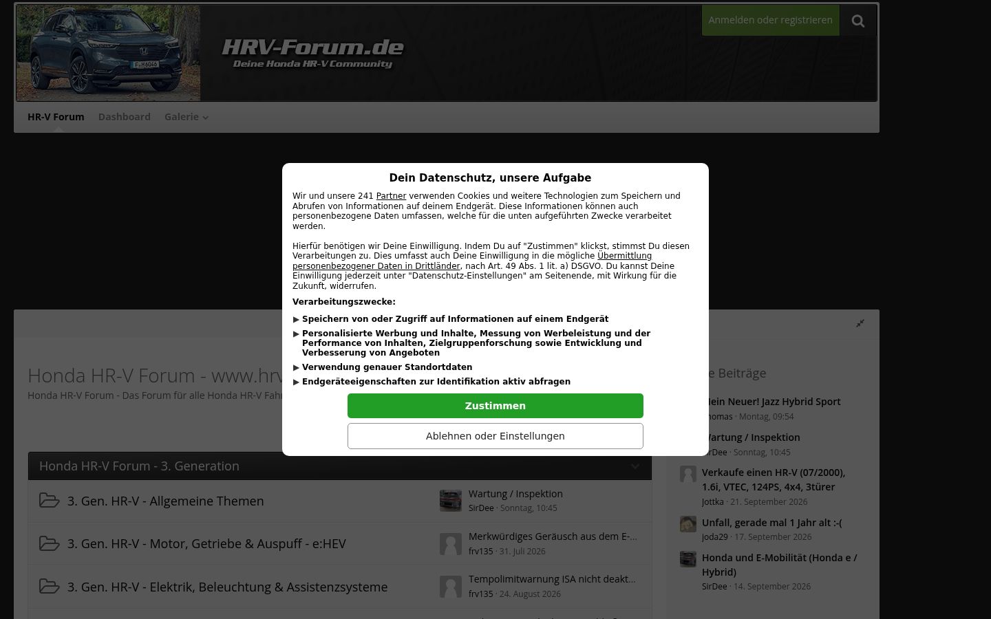 Zrzut ekranu banera zgody wyświetlanego przed jakąkolwiek interakcją