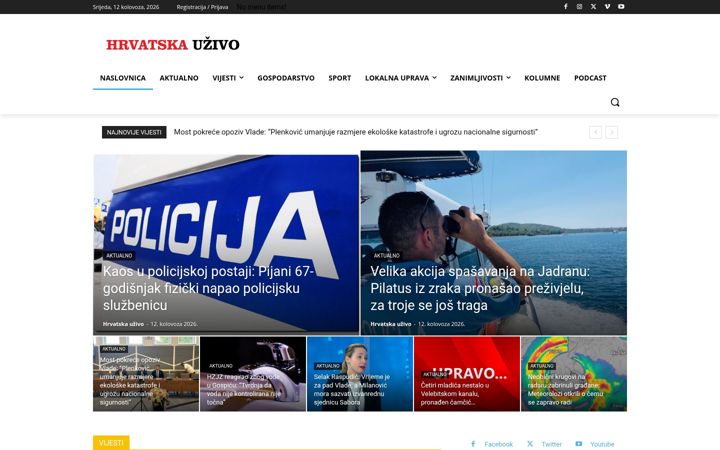 Screenshot of hrvatskauzivo.com