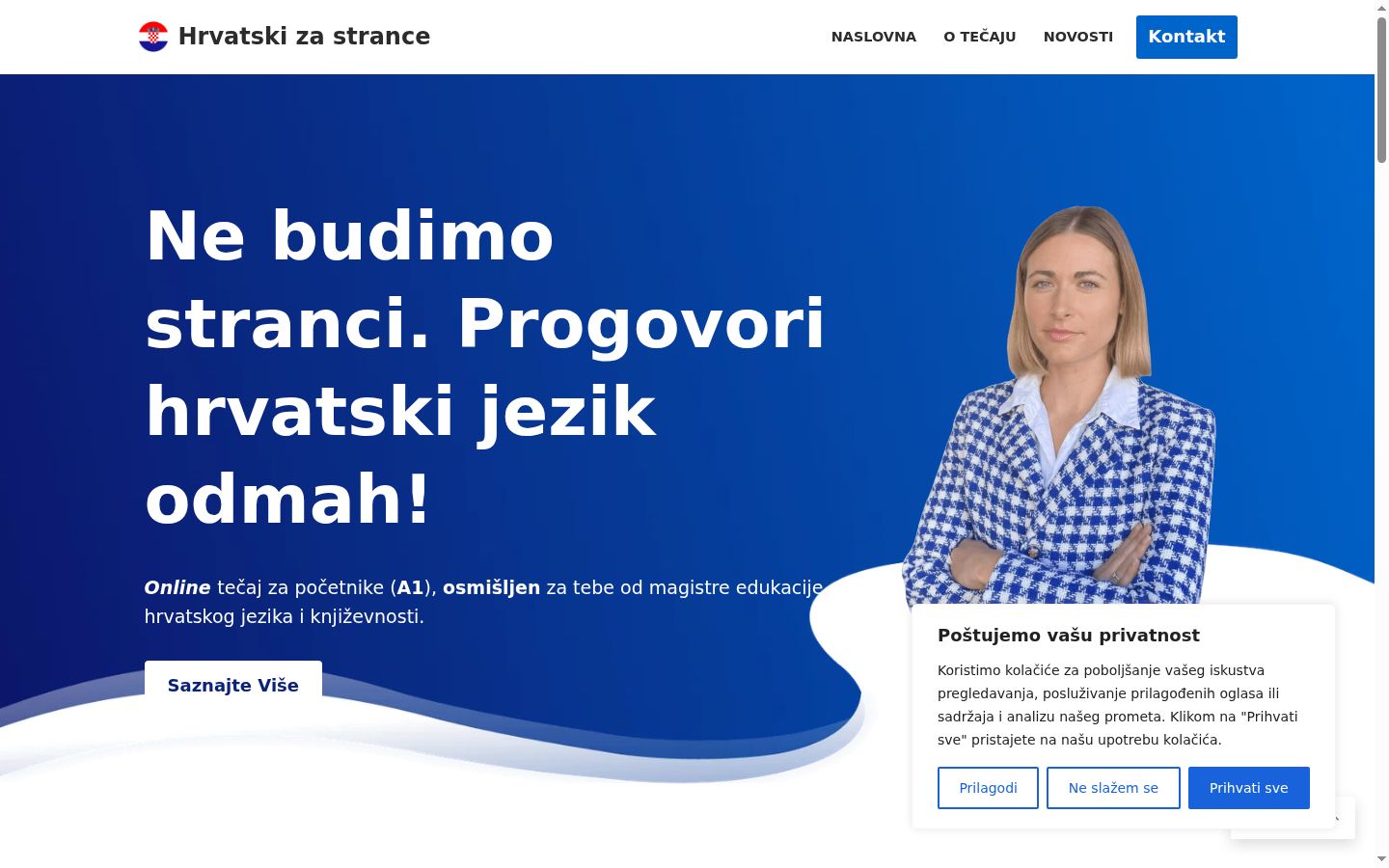Sutikimo reklamjuostės, rodytos prieš bet kokią sąveiką, ekrano kopija
