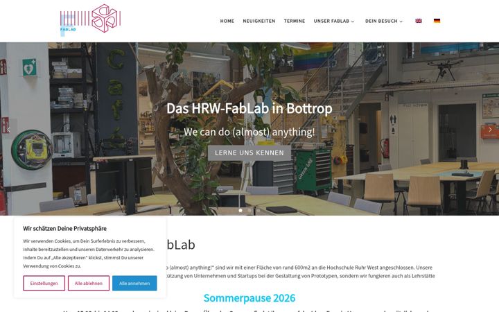 Screenshot of hrw-fablab.de