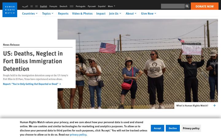 Screenshot of hrw.org