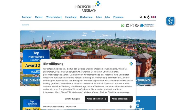Screenshot of hs-ansbach.de