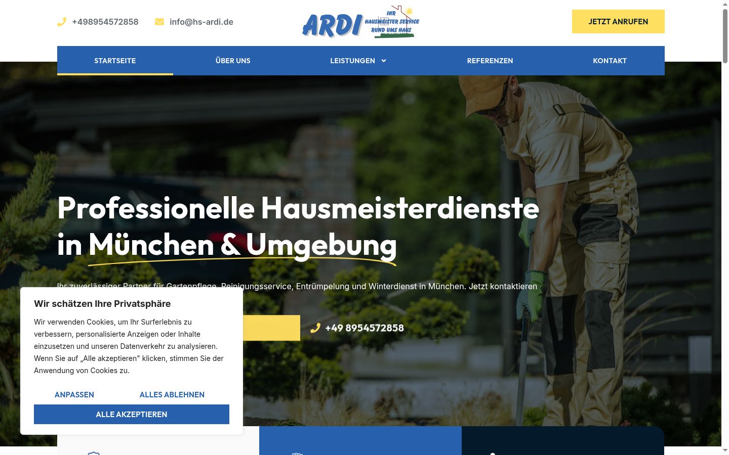 Screenshot des Einwilligungsbanners vor jeglicher Interaktion