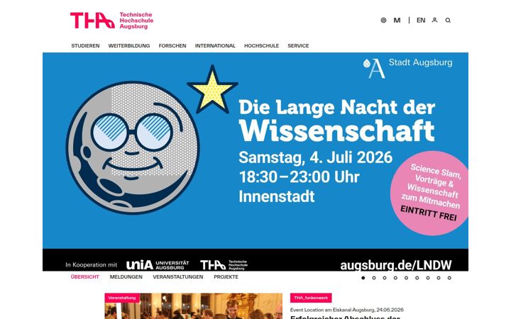 Ekraanipilt saidist hs-augsburg.de