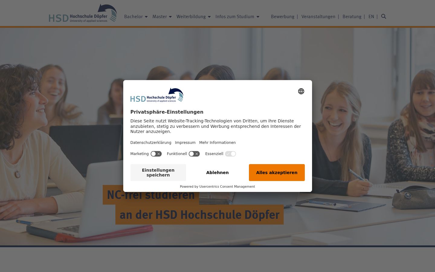 Screenshot of the consent banner shown before any interaction