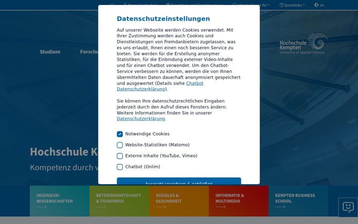Screenshot di hs-kempten.de