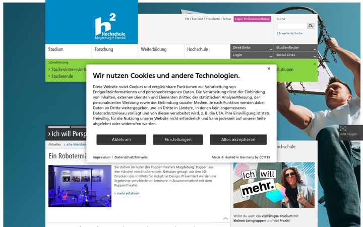 Screenshot of hs-magdeburg.de