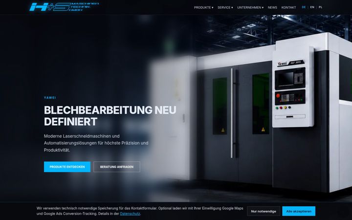 Screenshot of hs-maschinentechnik.de