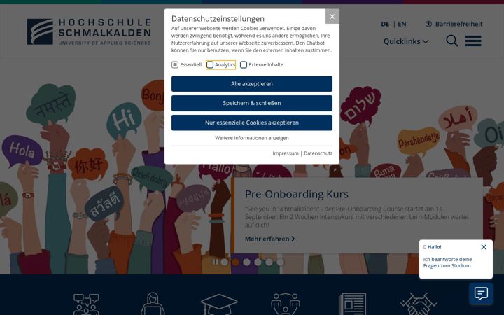 Screenshot of hs-schmalkalden.de
