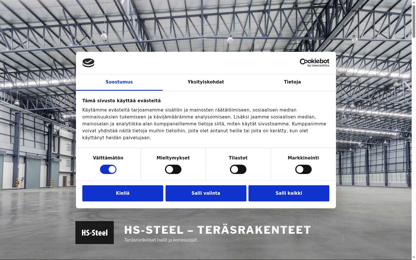 Skærmbillede af samtykkebanneret, som det blev vist før nogen interaktion