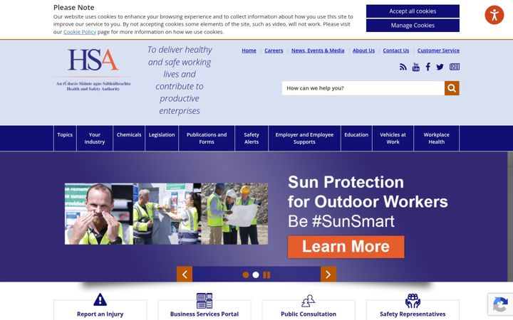 Screenshot of hsa.ie