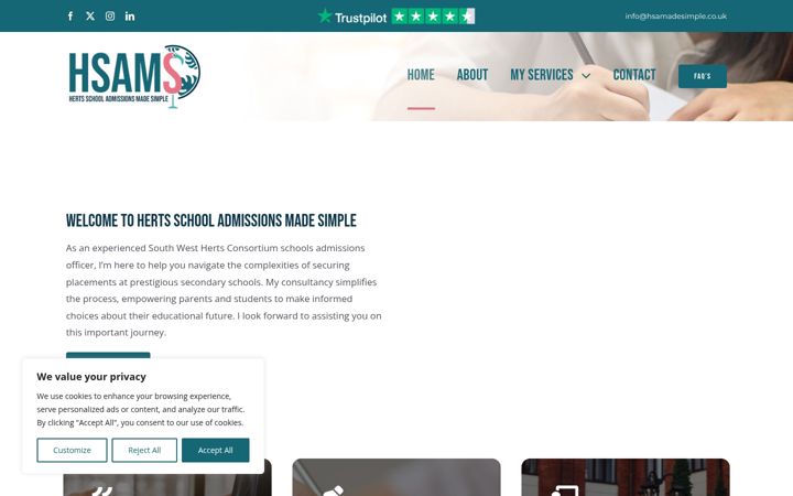 Screenshot of hsamadesimple.co.uk
