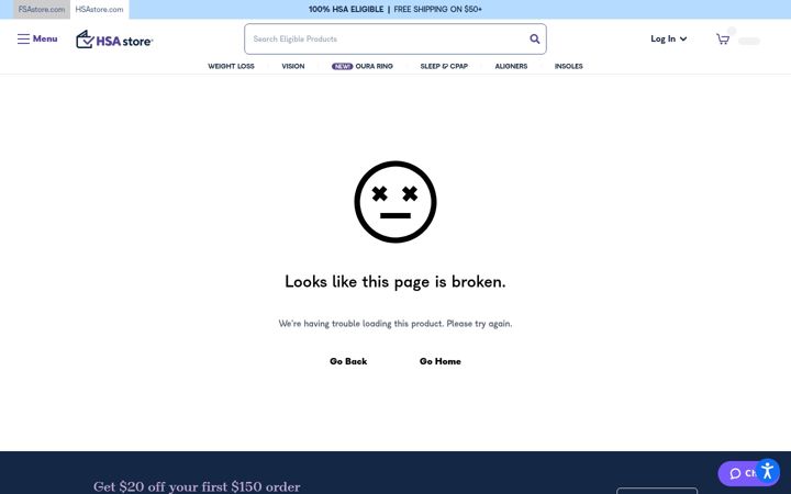 Screenshot of hsastore.com
