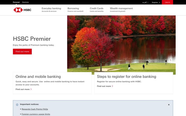 Screenshot of hsbc.com.eg