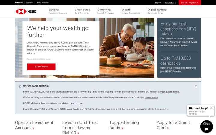 Screenshot of hsbc.com.my