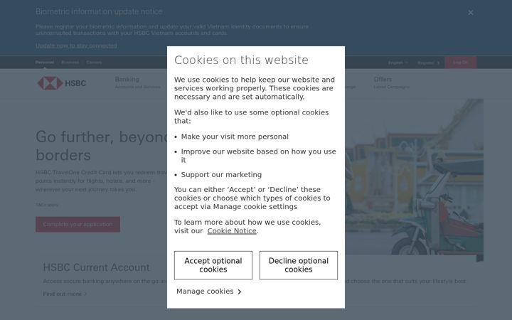 Screenshot ta' hsbc.com.vn