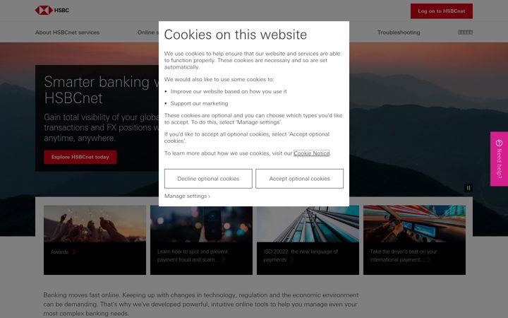 Ekraanipilt saidist hsbcnet.com
