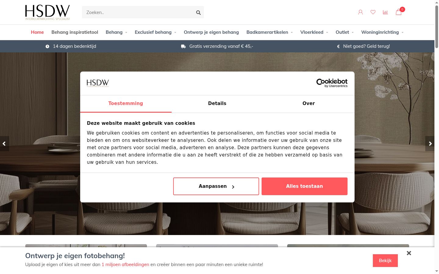Screenshot del banner di consenso mostrato prima di qualsiasi interazione