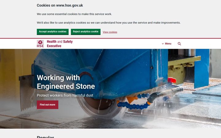 Screenshot of hse.gov.uk