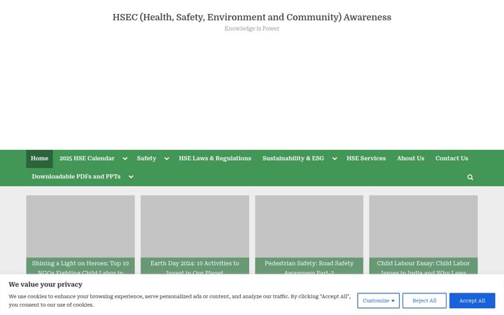 Screenshot of hsecawareness.com