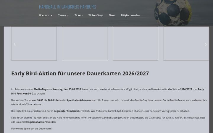 Screenshot of hsg-wolves.de