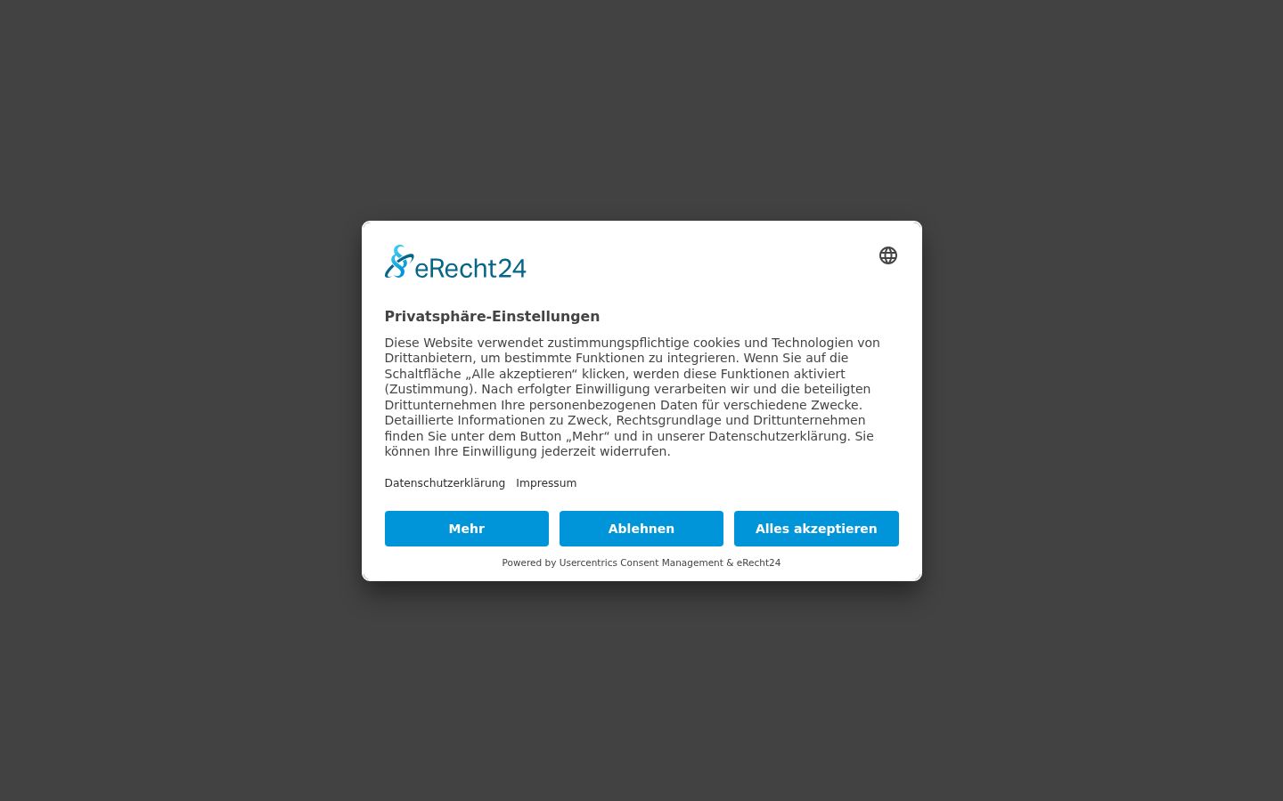 Screenshot del banner di consenso mostrato prima di qualsiasi interazione