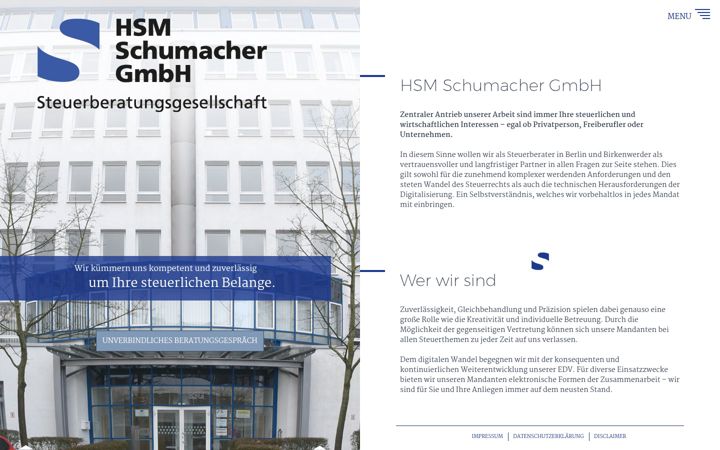 Screenshot of hsm-steuerberatung.com