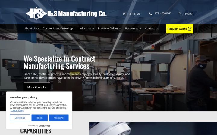 Screenshot of hsmfg.com