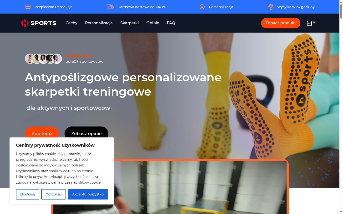 Zrzut ekranu banera zgody wyświetlanego przed jakąkolwiek interakcją