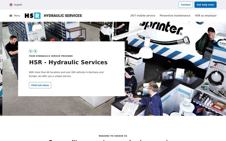Screenshot of hsr-hydraulics.com